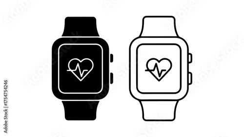 Smartwatch with heart rate monitor with transparent background