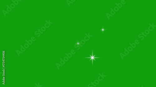 Twinkle star animation, white cartoon, flat, vector, doodles style stars Blinking, vector stars and starry night sky, looping animation, Glowing stars sparkle, green screen background. 4k animation