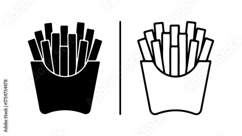 French fries in paper containers with transparent background