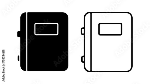 Notebook icons with outline and solid fill with transparent background