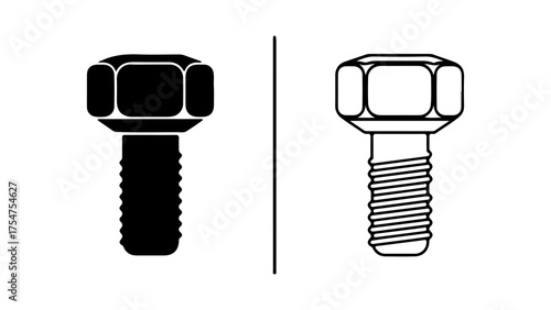 Bolt and screw icons with transparent background