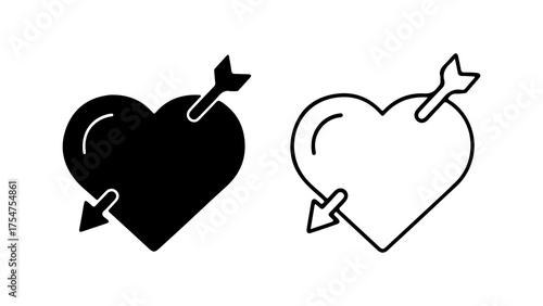 Heart pierced by arrow with transparent background