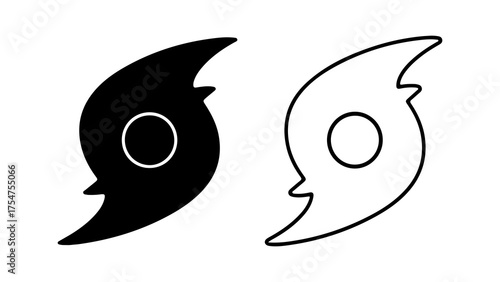 Hurricane icons with outline and solid fill with transparent background