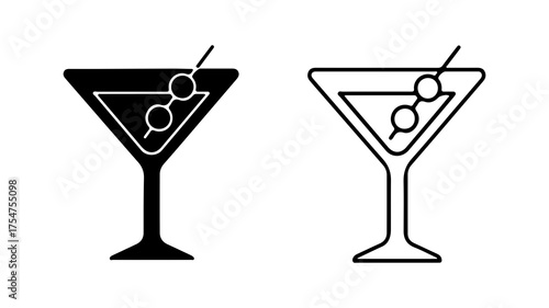 Martini glass with olives with transparent background