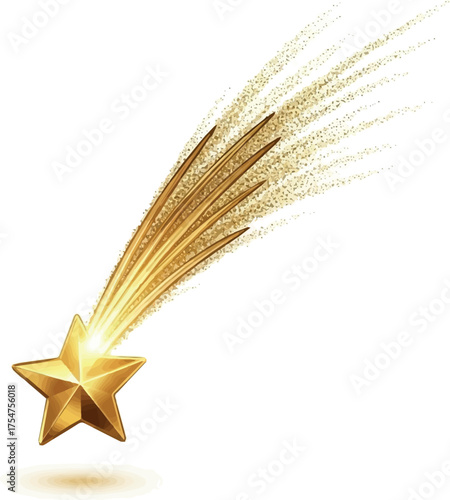 Isolated Falling star icon. Gold shooting star on white Background.