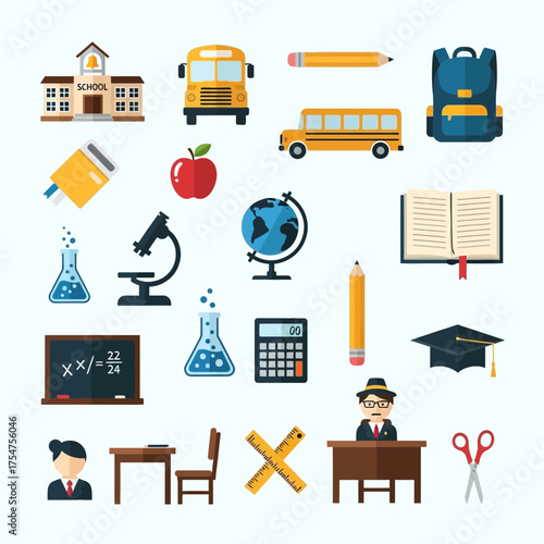 School education elements vector illustration