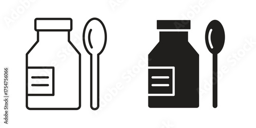 Syrup medicine bottle icon in vector. Logotype