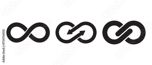 Infinity symbol icons set. isolated on white background for logo or icon design.