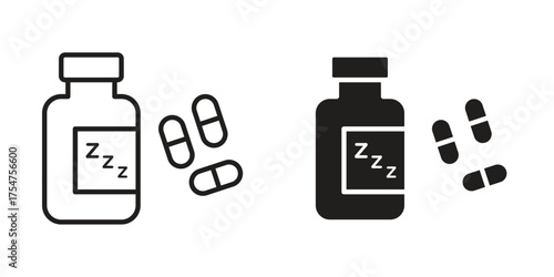 Sleeping pills icon in vector. Logotype