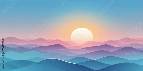 Beautiful sunrise over the mountains, painting the sky with orange and red light on the horizon