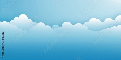 Bright summer day: a beautiful blue sky with white clouds, a clear and sunny nature cloudscape