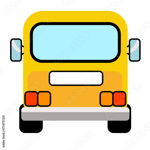 Rear View of Yellow School Bus Illustration