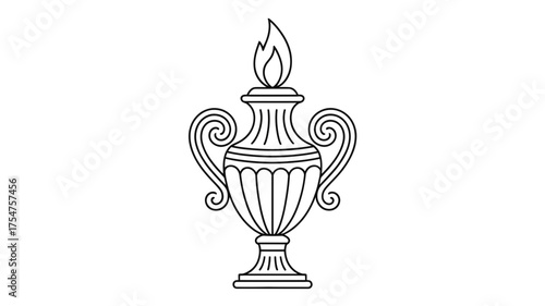 Elegant urn with flame symbolizing knowledge, inspiration, and enduring spirit