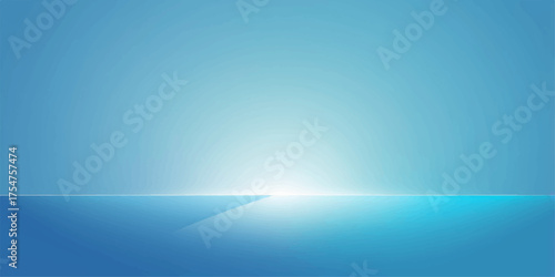Abstract blue ocean backdrop with sunlight rays reflecting on water waves