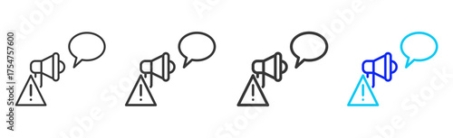 Crisis Communication icon set collection in creative outline style for business featuring multiple thickness variations suitable for crisis management 