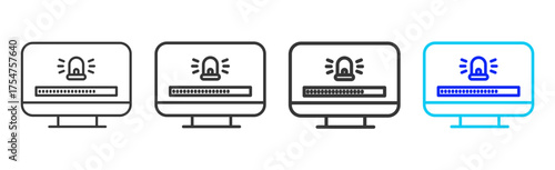 System Alert icon set collection in creative outline style for business featuring multiple thickness variations suitable for crisis management 