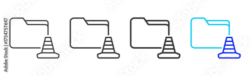 Restricted Documents icon set collection in creative outline style for business featuring multiple thickness variations suitable for crisis management 
