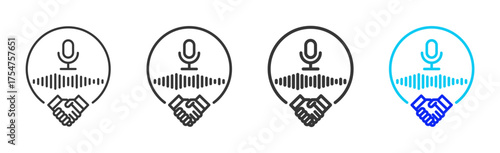 Media Handling icon set collection in creative outline style for business featuring multiple thickness variations suitable for crisis management 