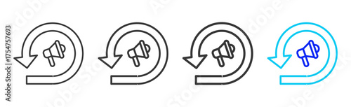 Crisis Broadcast icon set collection in creative outline style for business featuring multiple thickness variations suitable for crisis management 