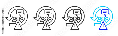 Emergency Briefing icon set collection in creative outline style for business featuring multiple thickness variations suitable for crisis management 