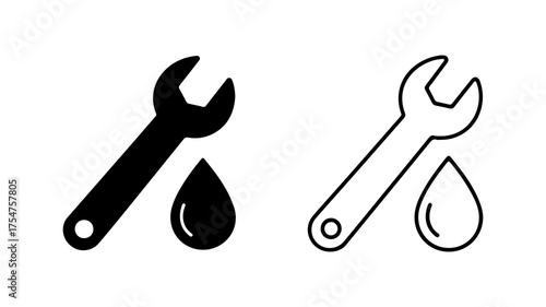 Wrench and droplet icon with transparent background