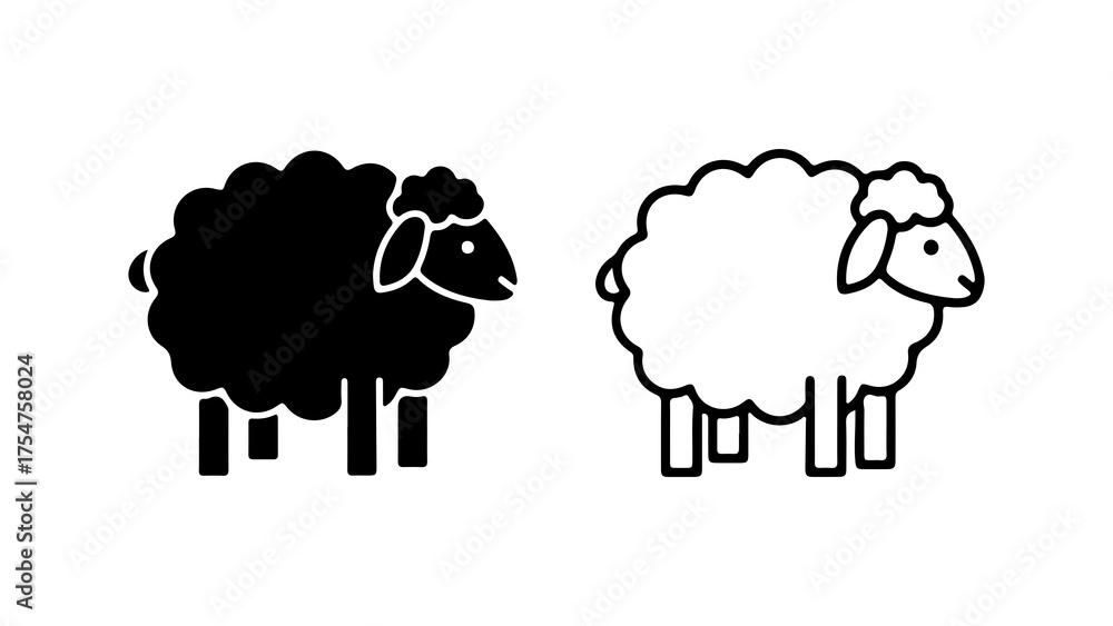Obraz premium Sheep icon set with transparent background