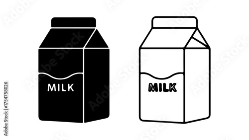 Milk carton icons with transparent background
