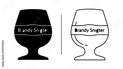 Brandy snifter glasses with label and transparent background