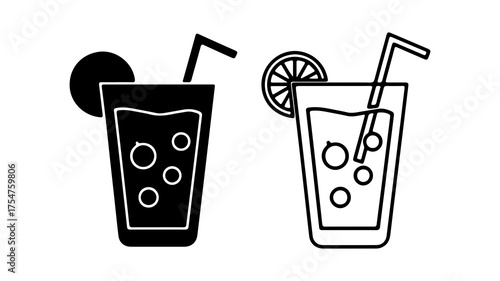 Refreshing drinks with lime and straw with transparent background