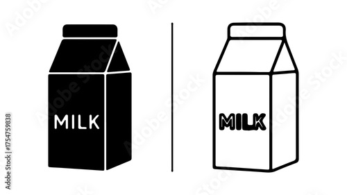 Milk carton icons with transparent background