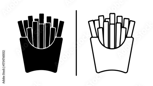 French fries in paper container with transparent background