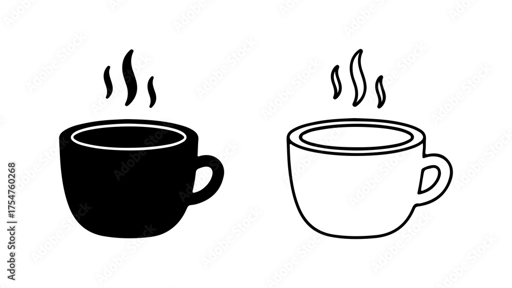 Obraz premium Hot beverage cups with steam with transparent background