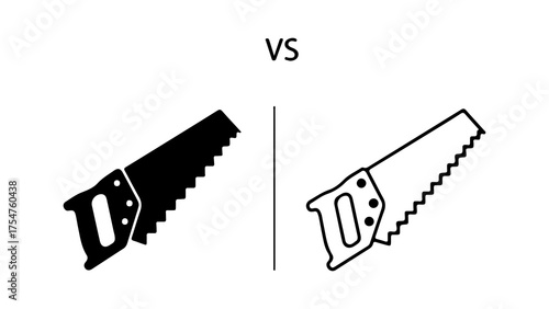 Hand saws comparison with transparent background