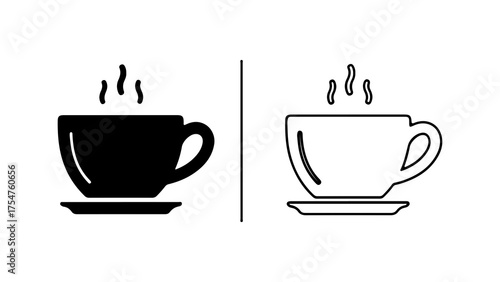 Hot beverage cups with steam with transparent background