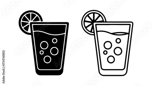 Refreshing drink with lemon and transparent background