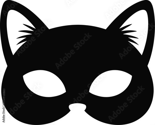 Mysterious black cat mask with pointed ears and cut-out eye holes