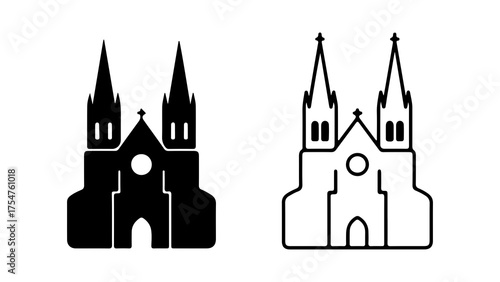Gothic church building with transparent background