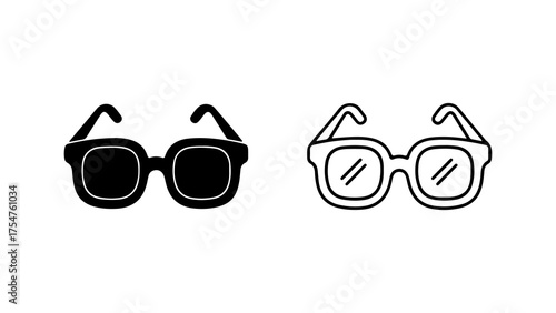 Eyeglasses outline and solid with transparent background
