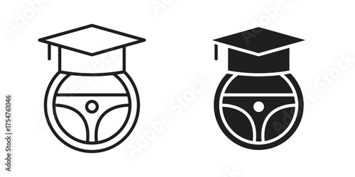 Driving school icon in vector. Logotype