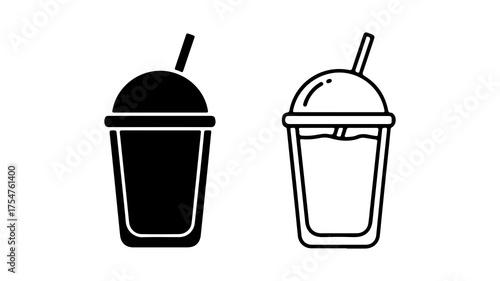 Drink in cup with straw with transparent background