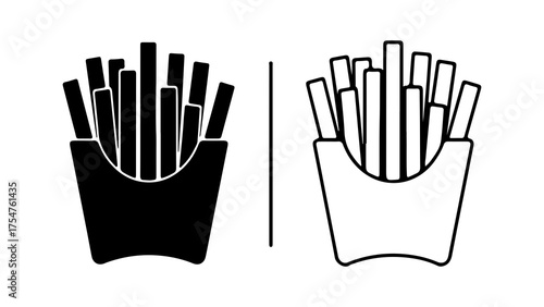 French fries in container with transparent background