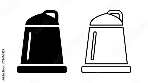 Electric kettle outline and solid with transparent background