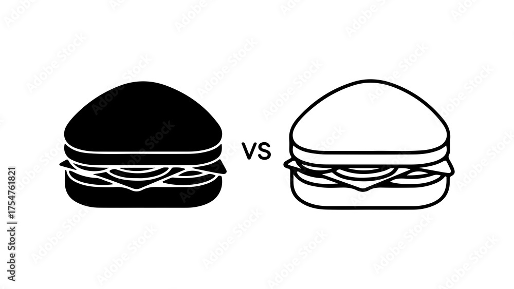Fototapeta premium Sandwich comparison with transparent background