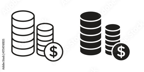Coins stack icon in vector. Logotype