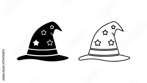 Wizard hats with stars with transparent background