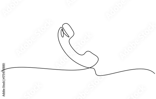 Continuous one line drawing of a telephone icon vector illustration isolated on transparent background. EPS 10