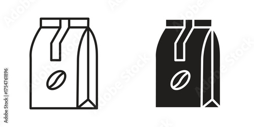 Coffee paper bag icon in vector. Logotype