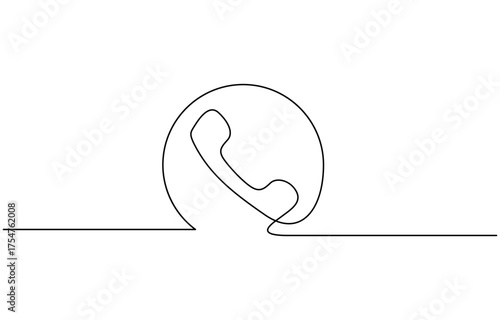 Continuous one line drawing of a telephone icon vector illustration isolated on transparent background. EPS 10