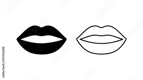 Lips outline and solid shape with transparent background