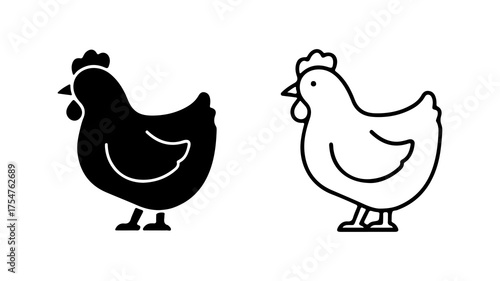 Chicken icon set with transparent background